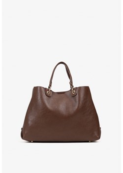 Brązowa Dwukomorowa Torebka Typu Shopper Ozdobiona Metalicznymi Aplikacjami Adorrive ze sklepu born2be.pl w kategorii Torby Shopper bag - zdjęcie 187363383