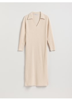 Reserved - Dzianinowa sukienka z wiskozą - beżowy ze sklepu Reserved w kategorii Sukienki - zdjęcie 187363474