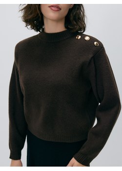 Reserved - Sweter z poduszkami na ramionach - ciemnobrązowy ze sklepu Reserved w kategorii Swetry damskie - zdjęcie 187363480