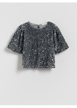 Reserved - Cekinowa bluzka - jasnoszary ze sklepu Reserved w kategorii Bluzki dziewczęce - zdjęcie 187363620