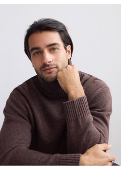 Reserved - Sweter z wełną z jaka - brązowy ze sklepu Reserved w kategorii Swetry męskie - zdjęcie 187363663