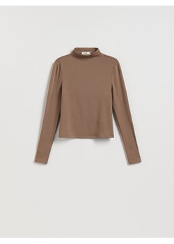 Reserved - Gładki longsleeve - brązowy ze sklepu Reserved w kategorii Bluzki damskie - zdjęcie 187363681