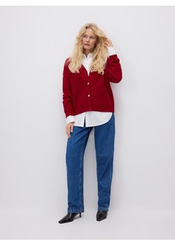 Reserved - Wełniany kardigan - czerwony ze sklepu Reserved w kategorii Swetry damskie - zdjęcie 187363810