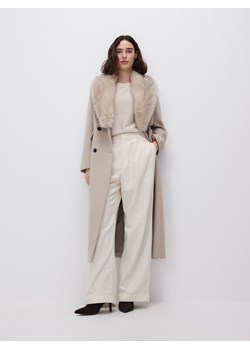 Reserved - Płaszcz z dodatkiem wełny - beżowy ze sklepu Reserved w kategorii Płaszcze damskie - zdjęcie 187363923