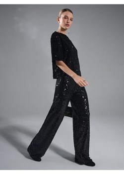 Sinsay - Spodnie wide leg z błyszczącymi cekinami - czarny ze sklepu Sinsay w kategorii Spodnie damskie - zdjęcie 187364663