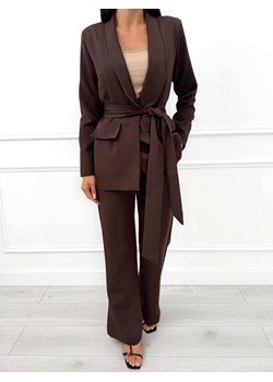 Czekoladowy Elegancki Garnitur Damski ze sklepu ModnaKiecka.pl w kategorii Komplety i garnitury damskie - zdjęcie 187365740