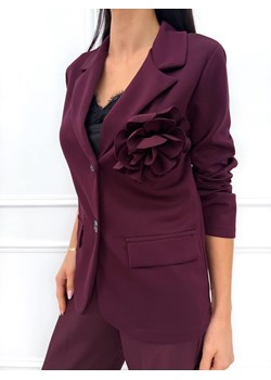 Burgundowa Marynarka z Ozdobną Broszką ze sklepu ModnaKiecka.pl w kategorii Marynarki damskie - zdjęcie 187365834
