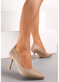 Ciemnobeżowe Szpilki z Imitacji Zamszu ze Szpiczastym Noskiem Toolsa ze sklepu born2be.pl w kategorii Czółenka - zdjęcie 187366080