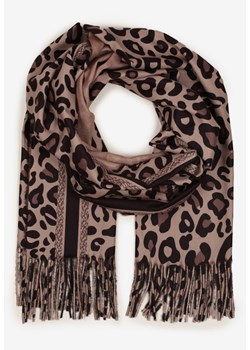 Ciemnobeżowy Wiskozowy Szalik Ozdobiony Frędzlami Siathara ze sklepu born2be.pl w kategorii Szaliki i chusty damskie - zdjęcie 187366101
