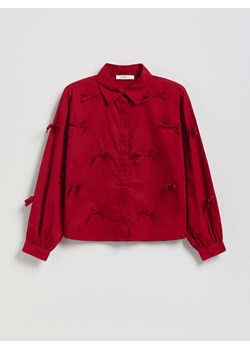 Reserved - Krótka koszula z kokardkami - czerwony ze sklepu Reserved w kategorii Bluzki dziewczęce - zdjęcie 187366234