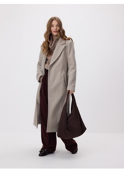 Reserved - Płaszcz z wiązaniem - beżowy ze sklepu Reserved w kategorii Płaszcze damskie - zdjęcie 187366441