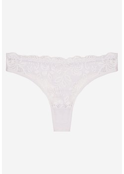 Białe Bawełniane Majtki Stringi z Koronką Ilwedana ze sklepu renee.pl w kategorii Majtki damskie - zdjęcie 187368341