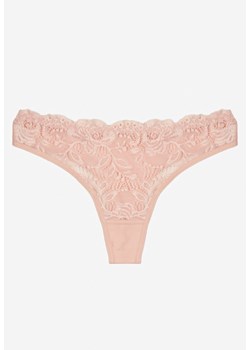 Różowe Bawełniane Majtki Stringi z Koronką Ilwedana ze sklepu renee.pl w kategorii Majtki damskie - zdjęcie 187368343