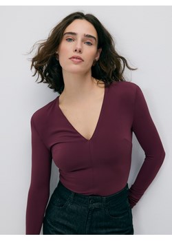 Reserved - Body z długim rękawem - ciemnofioletowy ze sklepu Reserved w kategorii Body damskie - zdjęcie 187368552