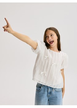 Reserved - Bluzka z kokardkami - złamana biel ze sklepu Reserved w kategorii Bluzki dziewczęce - zdjęcie 187368642