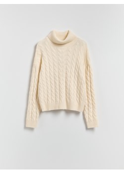 Reserved - Golf z ozdobnym splotem - kremowy ze sklepu Reserved w kategorii Swetry damskie - zdjęcie 187368654