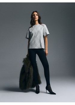 Reserved - T-shirt z koronkową aplikacją - jasnoszary ze sklepu Reserved w kategorii Bluzki damskie - zdjęcie 187368882