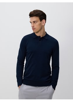 Reserved - Wiskozowy sweter polo - granatowy ze sklepu Reserved w kategorii Swetry męskie - zdjęcie 187369254