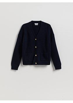 Reserved - Wełniany kardigan - granatowy ze sklepu Reserved w kategorii Swetry damskie - zdjęcie 187369510
