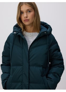 Reserved - Długa kurtka z kapturem - ciemny turkus ze sklepu Reserved w kategorii Kurtki damskie - zdjęcie 187369632