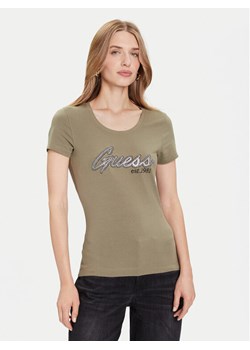 Guess T-Shirt W5YI16 J1314 Zielony Regular Fit ze sklepu MODIVO w kategorii Bluzki damskie - zdjęcie 187370972