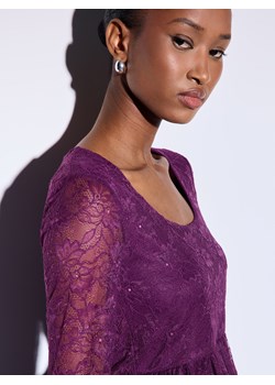Mohito - Fioletowa bluzka z koronką - ciemny fiolet ze sklepu Mohito w kategorii Bluzki damskie - zdjęcie 187371214