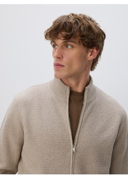 Reserved - Rozpinany sweter ze stójką - beżowy ze sklepu Reserved w kategorii Swetry męskie - zdjęcie 187371271