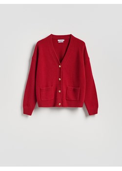 Reserved - Wełniany kardigan - czerwony ze sklepu Reserved w kategorii Swetry damskie - zdjęcie 187371374