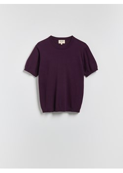Reserved - Sweter z krótkim rękawem z dodatkiem wełny - ciemnofioletowy ze sklepu Reserved w kategorii Swetry męskie - zdjęcie 187371383
