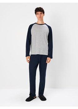 Sinsay - Piżama dwuczęściowa z bawełną - granatowy ze sklepu Sinsay w kategorii Piżamy męskie - zdjęcie 187371802