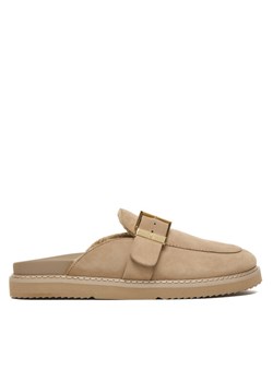 Tommy Hilfiger Klapki Th Buckle Fur Suede Mule FW0FW09083 Beżowy ze sklepu MODIVO w kategorii Klapki damskie - zdjęcie 187373910