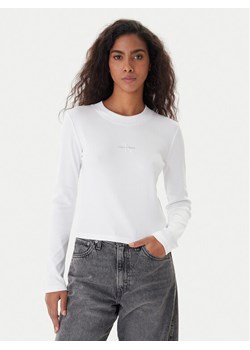 Calvin Klein Jeans Bluzka Monogram LV047A803G Biały Slim Fit ze sklepu MODIVO w kategorii Bluzki damskie - zdjęcie 187373914