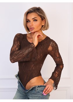 KORONKOWE BODY Z DŁUGIM RĘKAWEM- CZEKOLADOWE ze sklepu olika.com.pl w kategorii Body damskie - zdjęcie 187374360