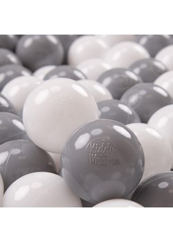 KiddyMoon Plastikowe piłeczki 7cm Zabawka zestaw kulek, biały-szary ze sklepu kontri.pl w kategorii Zabawki - zdjęcie 187374613