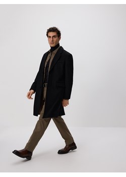 Reserved - Długi płaszcz z wełną - czarny ze sklepu Reserved w kategorii Płaszcze męskie - zdjęcie 187375292