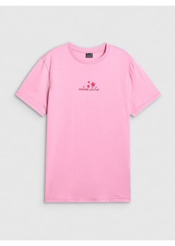 Damski t-shirt z nadrukiem 4F 4FRAW25TTSHF3411 - różowy ze sklepu Sportstylestory.com w kategorii Bluzki damskie - zdjęcie 187376260