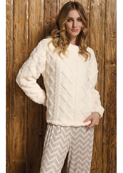 Ciepła piżama damska z pluszową bluzą kremową SOFIE, Kolor kremowo-beżowy, Rozmiar L, Sorbetto ze sklepu Primodo w kategorii Piżamy damskie - zdjęcie 187376880