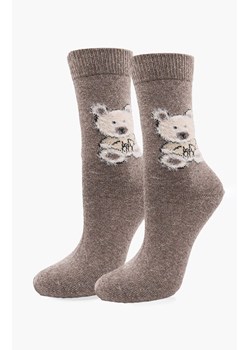 Brązowe skarpetki damskie z wełną i angorą z motywem misia Angora F32, Kolor brązowy, Rozmiar uniwersalny, Marilyn ze sklepu Intymna w kategorii Skarpetki damskie - zdjęcie 187377814