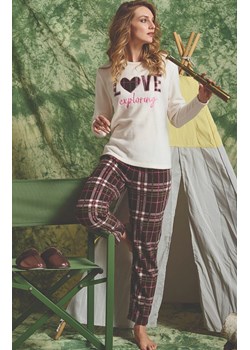 Polarowa piżama damska z napisem biała LILIANA, Kolor biało-brązowy, Rozmiar L, Sorbetto ze sklepu Intymna w kategorii Piżamy damskie - zdjęcie 187377932