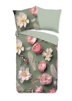 Good Morning Komplet pościeli flanelowej &quot;Senzi&quot; w kolorze jasnoróżowo-zielonym ze sklepu Limango Polska w kategorii Pościele - zdjęcie 187378731