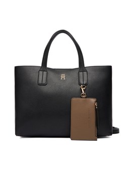 Torebka Tommy Hilfiger Th Icon Mini Tote AW0AW18233 Czarny ze sklepu eobuwie.pl w kategorii Torebki damskie - zdjęcie 187378840