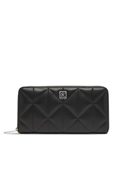 Portfel Calvin Klein Quilted Long Zip Around LV04F1122G Czarny ze sklepu eobuwie.pl w kategorii Portfele damskie - zdjęcie 187378860