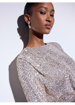 Mohito - Bluzka z cekinami - beżowy ze sklepu Mohito w kategorii Bluzki damskie - zdjęcie 187380542