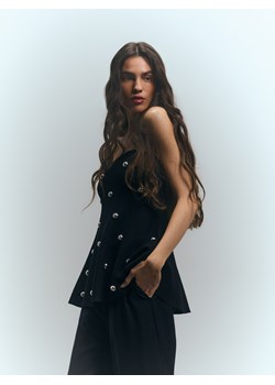 Reserved - Top z baskinką - czarny ze sklepu Reserved w kategorii Bluzki damskie - zdjęcie 187380763