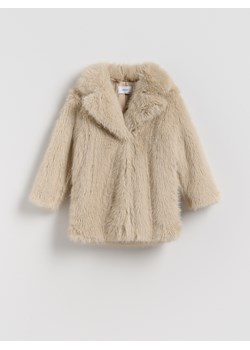 Reserved - Płaszcz ze sztucznego futerka - beżowy ze sklepu Reserved w kategorii Płaszcze dziewczęce - zdjęcie 187380843