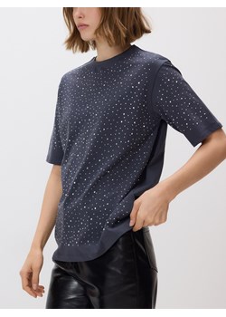 Reserved - T-shirt ze strasem - ciemnoszary ze sklepu Reserved w kategorii Bluzki damskie - zdjęcie 187380944