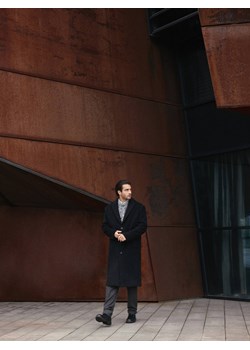 Reserved - Wełniany płaszcz - czarny ze sklepu Reserved w kategorii Płaszcze męskie - zdjęcie 187381052