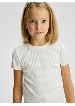 Reserved - Bawełniana bluzka w prążki - złamana biel ze sklepu Reserved w kategorii Bluzki dziewczęce - zdjęcie 187381130
