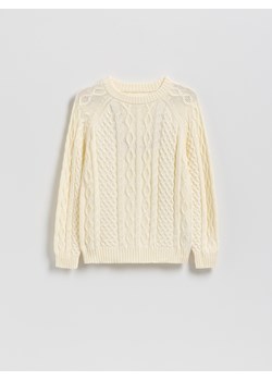 Reserved - Bawełniany sweter - złamana biel ze sklepu Reserved w kategorii Bluzy chłopięce - zdjęcie 187381223