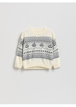 Reserved - Sweter z ozdobnym wzorem - złamana biel ze sklepu Reserved w kategorii Swetry chłopięce - zdjęcie 187381252